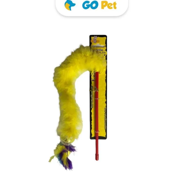 ACCECAN Varita para gato con pluma de colores