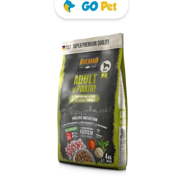 BELCANDO Adult Grain Free Poultry 4 Kg - Adulto Rz. Med/ Grande- Ave de Corral Libre de Granos