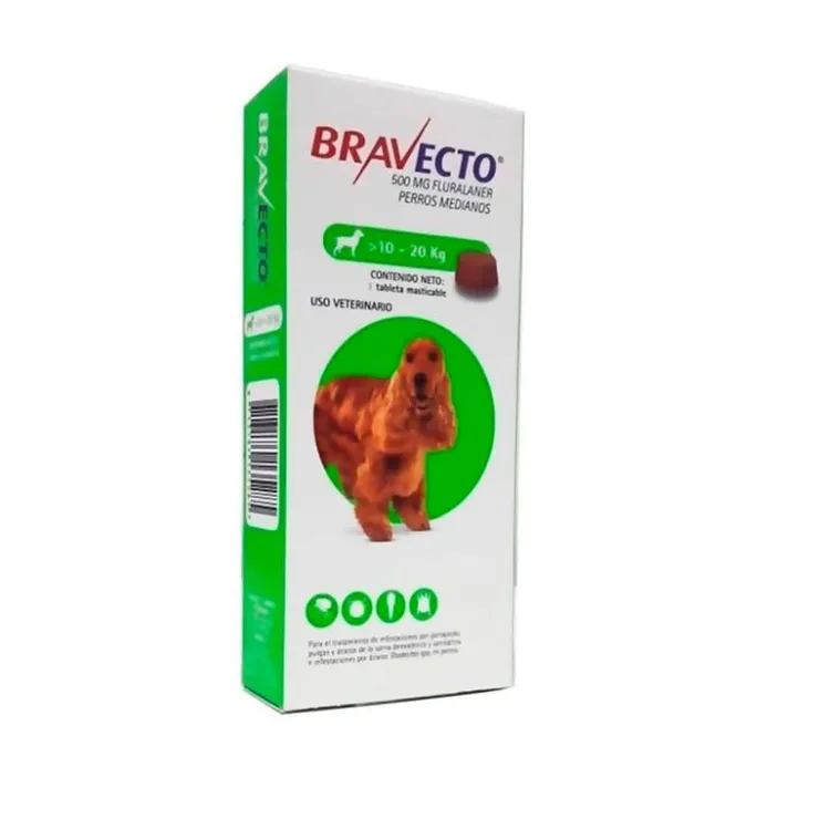 Bravecto Antipulgas para Perro Masticable 10 - 20 Kg - Vencimiento 31.05.2025