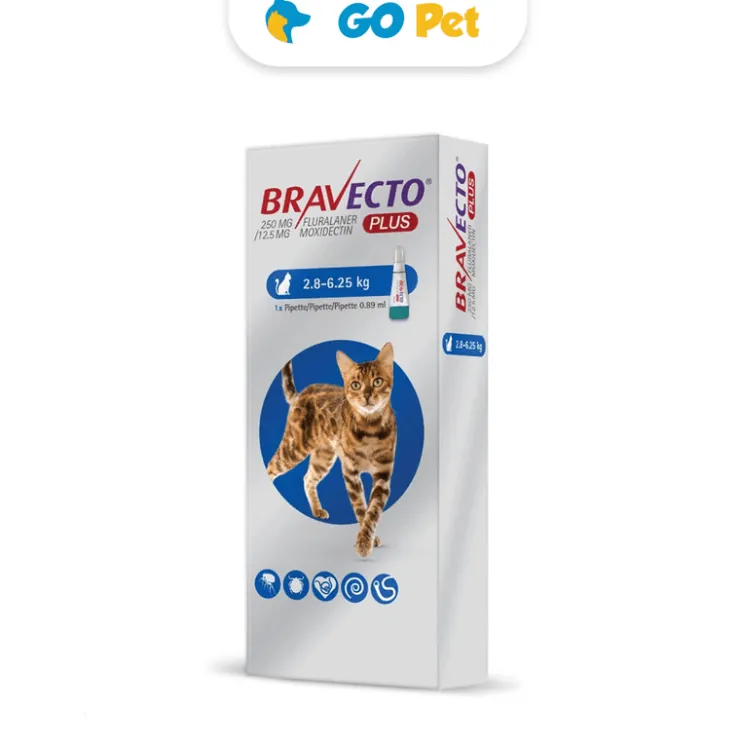 BRAVECTO PLUS Antipulgas para Gato Pipeta 250 mg 2.8 Kg - 6.25 Kg