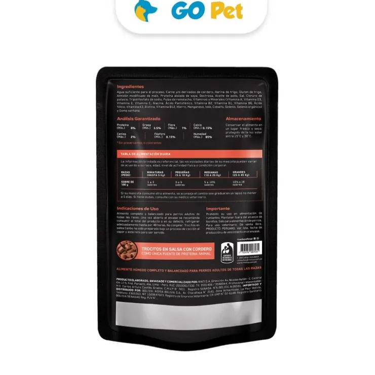 CANBO Monoprotein Trocitos en Salsa de Cordero Adulto Todas las Razas 100g