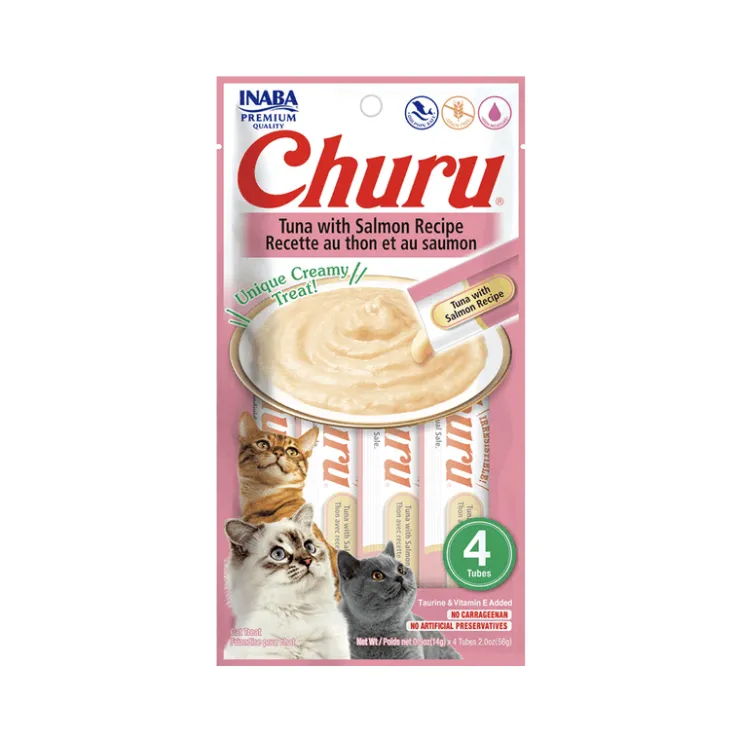 Churu Cat Tuna With Salmon Recipe - Sabor Atún y Salmón 14 gr x 4 Tubos