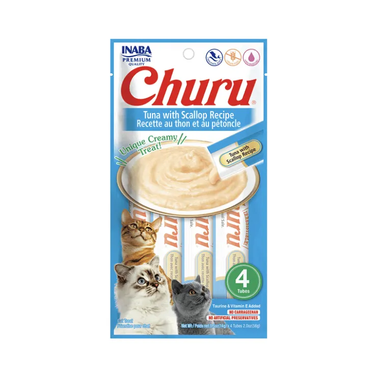 Churu Cat Tuna With Scallop Recipe - Sabor Atún y Vieira 14 gr x 4 Tubos