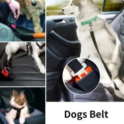 Sin Marca Cinturón De Seguridad Ajustable Para Mascotas Color Negro