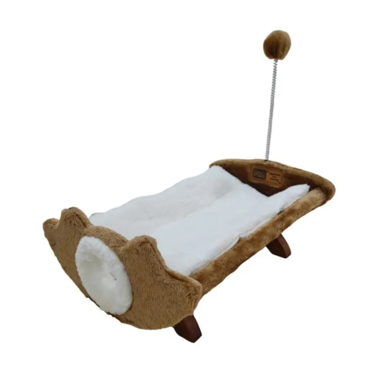 Claws & Paws Cama de Madera para Gatos Camello (48x31x19 Cms)
