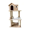 GoPet USA Claws & Paws Gimnasio Rascador para Gato 3 Pisos + Casa (56x46x113 cm) - Color Beige