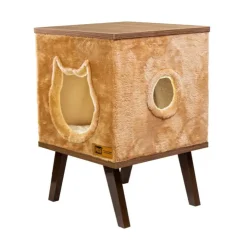 Claws & Paws Mueble Gatuno con Forro de Peluche - Tonalidad Camello