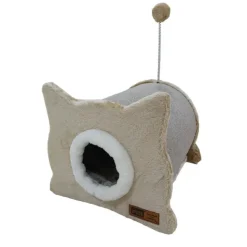 Claws & Paws Rascador Cueva de color Beige en forma de Gato 40 x 41 x 35 cm