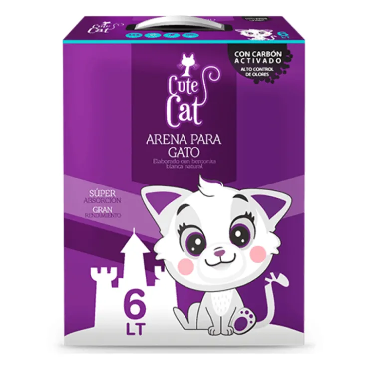 Cute Cat Arena Premium para Gato con Carbón Activado 6 Lt