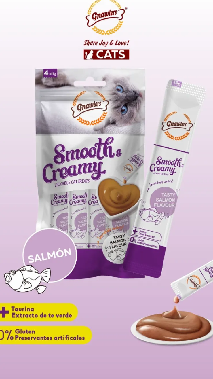 Gnawlers Smooth & Creamy Cat Salmón 15 gr x 4 und