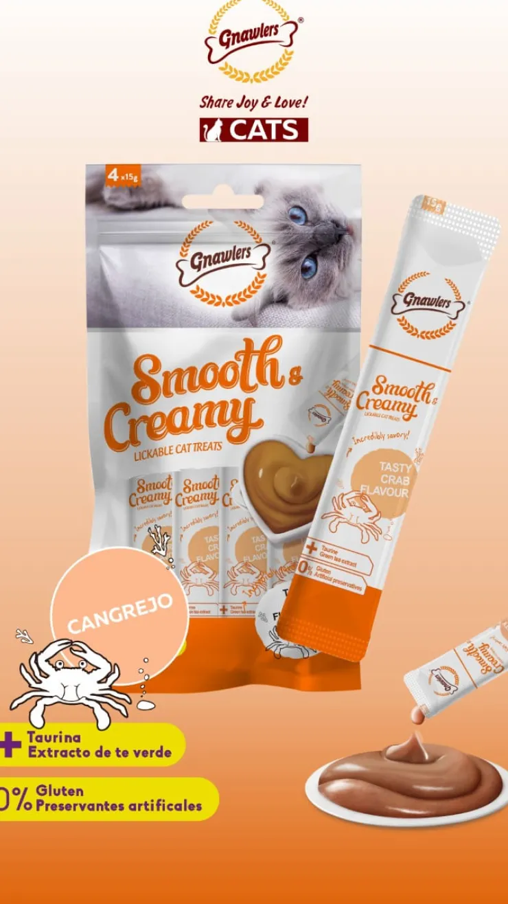 Gnawlers Smooth & Creamy Cat Cangrejo 15 gr x 4 und