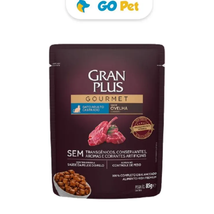 Gran Plus Gourmet Sobre Gato Adulto Castrado Cordero 85 Gr