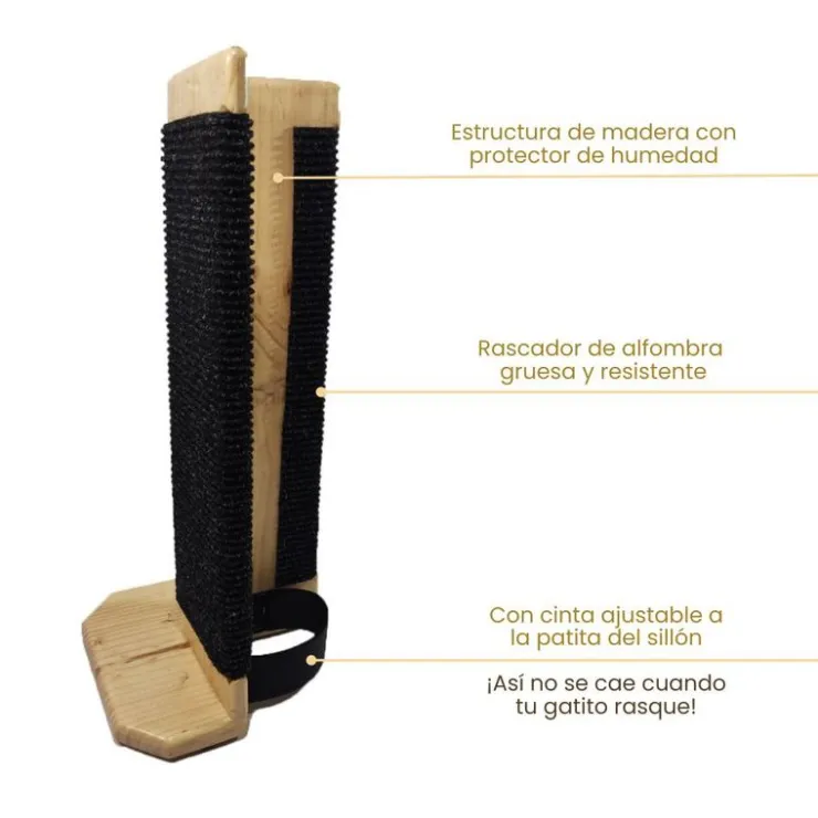 Inca Miau Rascador de Madera Para Sillones Natural