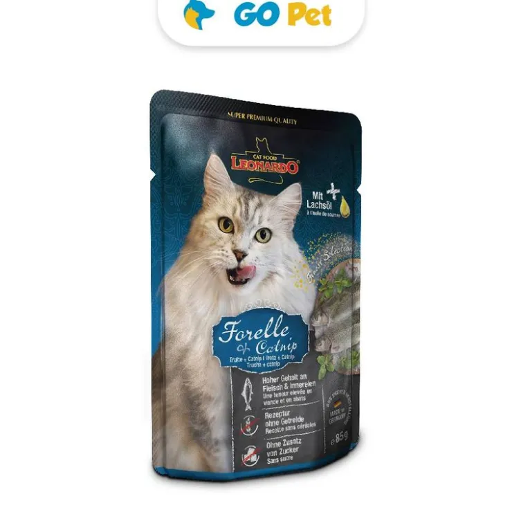LEONARDO Trucha y Catnip Pouch 85 Gr - Gato Adulto