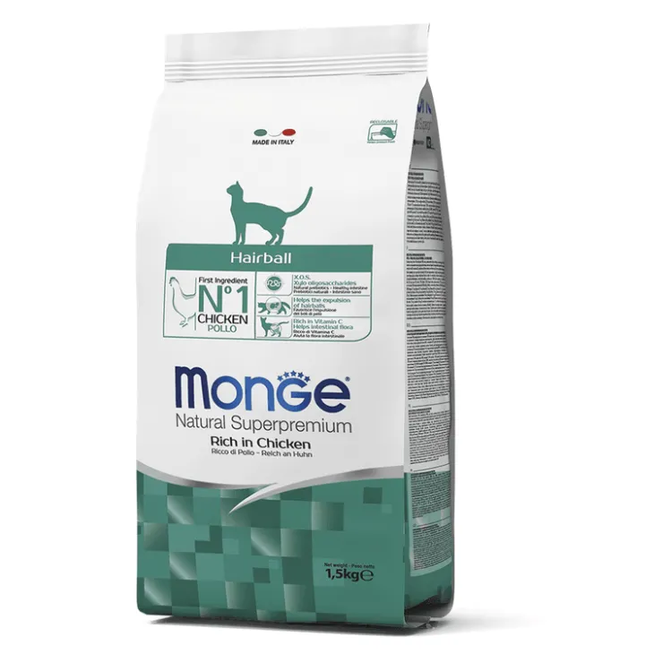 MONGE Feline Hairball Control - Felino Control de Bolas de Pelo 1.5 Kg