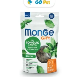 MONGE Gift Filled And Crunchy Dental Cat 60 Gr - Salud Dental - Conejo con Menta