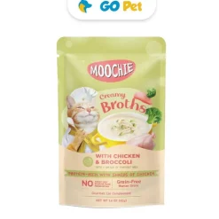 Moochie Cat Creamy Broths with Chicken & Brocoli Pouch 40 Gr - Sopa Cremosa de Pollo y Brócoli