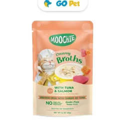 Moochie Cat Creamy Broths with Tuna Salmon Pouch 40 Gr - Sopa Cremosa de Atún con Salmón
