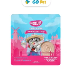 Moochie Tuna, Goat Milk & Strawberry 15 Gr x 25 Und - Snack para Gato Sabor Atún, Leche de Cabra y Fresa