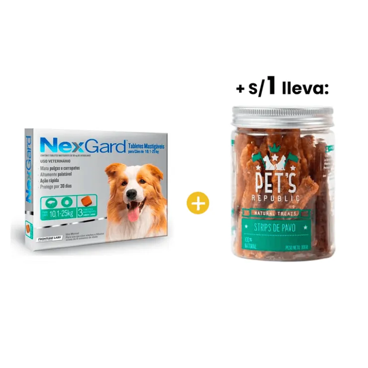 Nexgard 68 mg Perros (10.1 Kg a 25 Kg) x 3 Tabletas