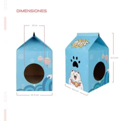 GoPet USA Qhalitech Casa Rascador de Carton Para Gatos Elspet Azul