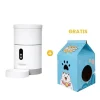 GoPet USA Qhalitech Comedero Automático con Cámara y Visión Nocturna + GRATIS Casa Rascador de Cartón Azul