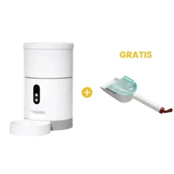 GoPet USA Qhalitech Comedero Automático con Cámara y Visión Nocturna + GRATIS Pala Giratoria Recogedor de Arena