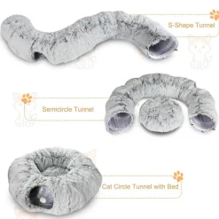 QUÉ PATAS PET SHOP Que Patas Cama Túnel de Felpa para Mascotas