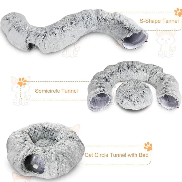 QUÉ PATAS PET SHOP Que Patas Cama Túnel de Felpa para Mascotas