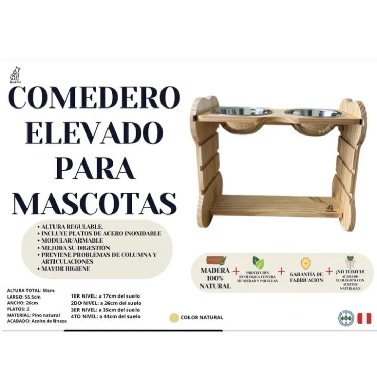 Real Pet Comedero Regulable Para Perros Medianos y Grandes
