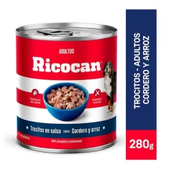 Ricocan Cordero y Arroz Adulto Trocitos Lata 280 Gr