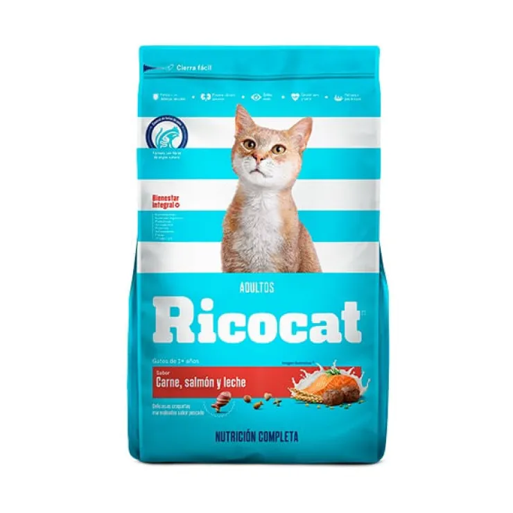 Ricocat Adulto Carne, Salmón y Leche 9 Kg
