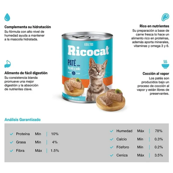 Ricocat Adulto Pate Hígado y Pollo Lata 330 Gr