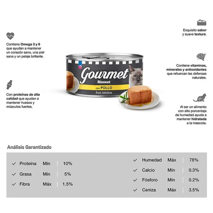 Ricocat Gourmet Adulto Pate con Pollo 3 Oz