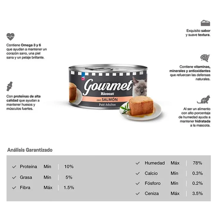 Ricocat Gourmet Adulto Pate con Salmón 3 Oz