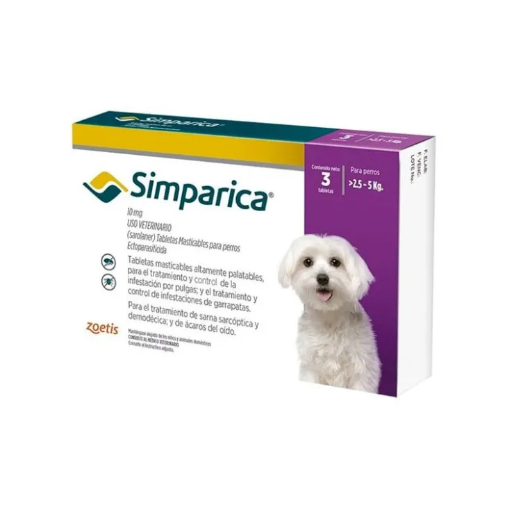 Simparica 10 mg (2.5 a 5 Kg) X 1 Tableta Suelta