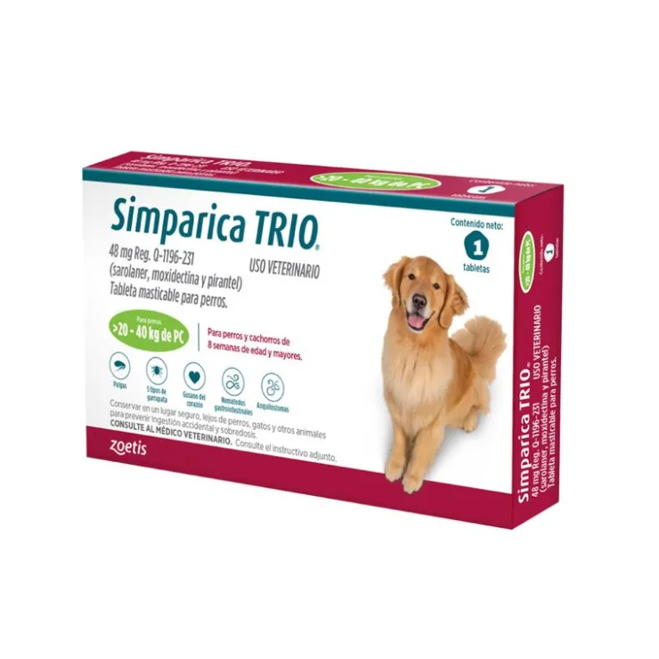 SIMPARICA TRIO (20 kg a 40 kg) x 03 Tabletas