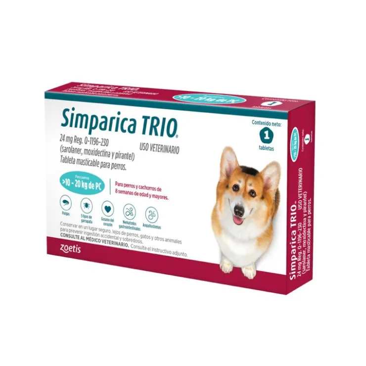 SIMPARICA TRIO (10 kg a 20 kg) x 03 Tabletas
