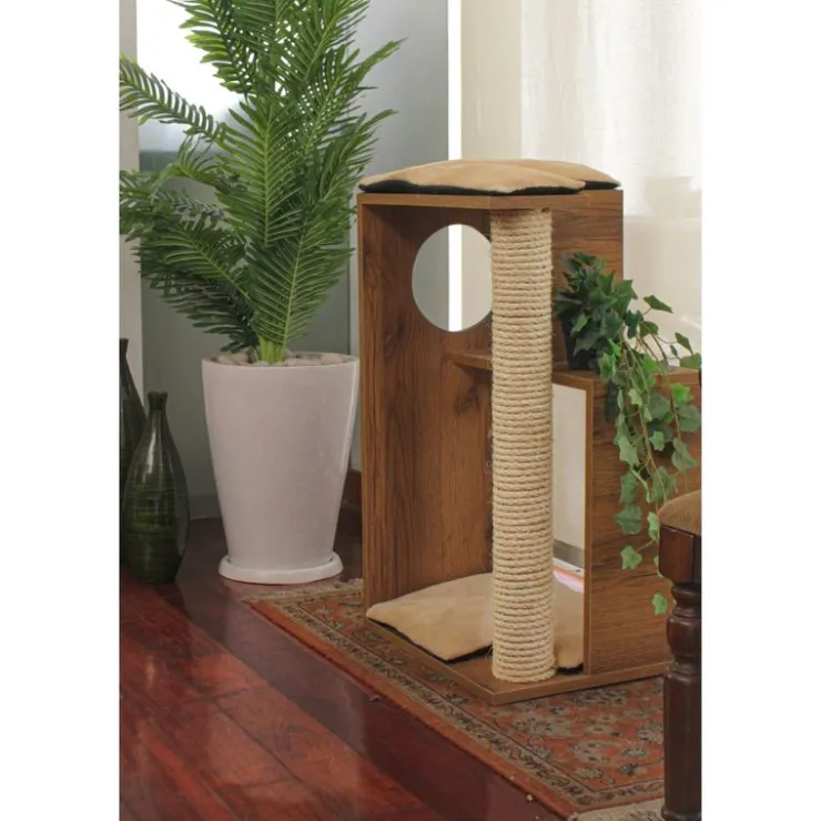 The Cat Design Box #2 Rascador de Madera Premium Gatos Marron