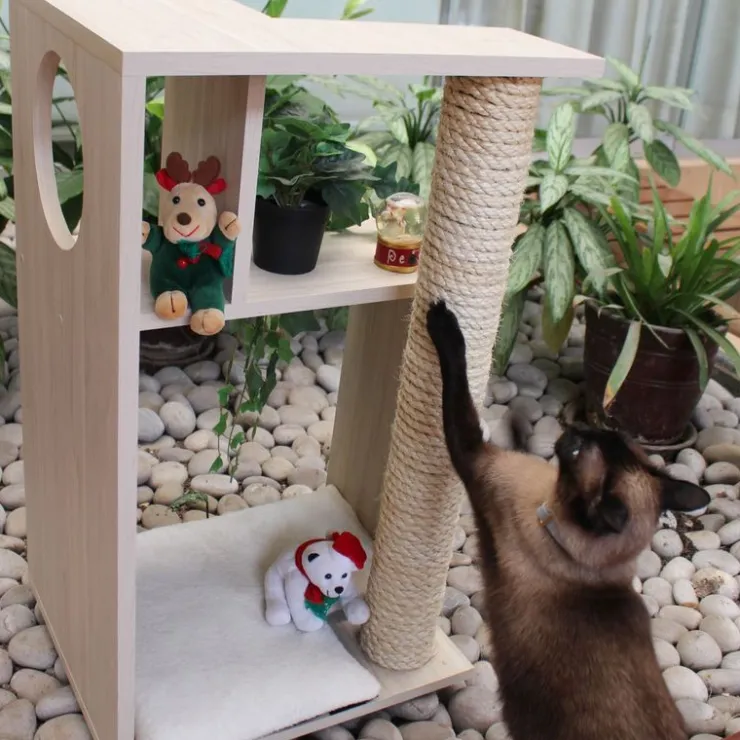 The Cat Design Box #2 Rascador de Madera Premium Gatos Beige