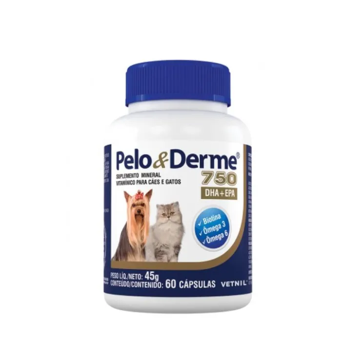 PELO&DERME Vetnil Pelo & Derme 750mg – 60 cápsulas – Perros hasta 10kg