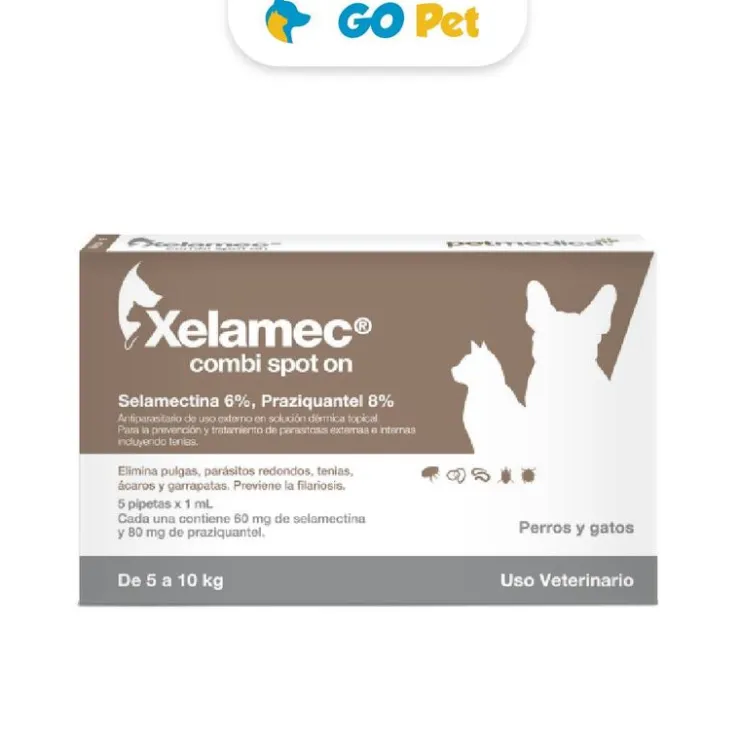 XELAMEC Combi Spot On 1 Ml (5 - 10 Kg) x 1 Pipeta - Antipulgas y Antiparasitario para Perros y Gatos
